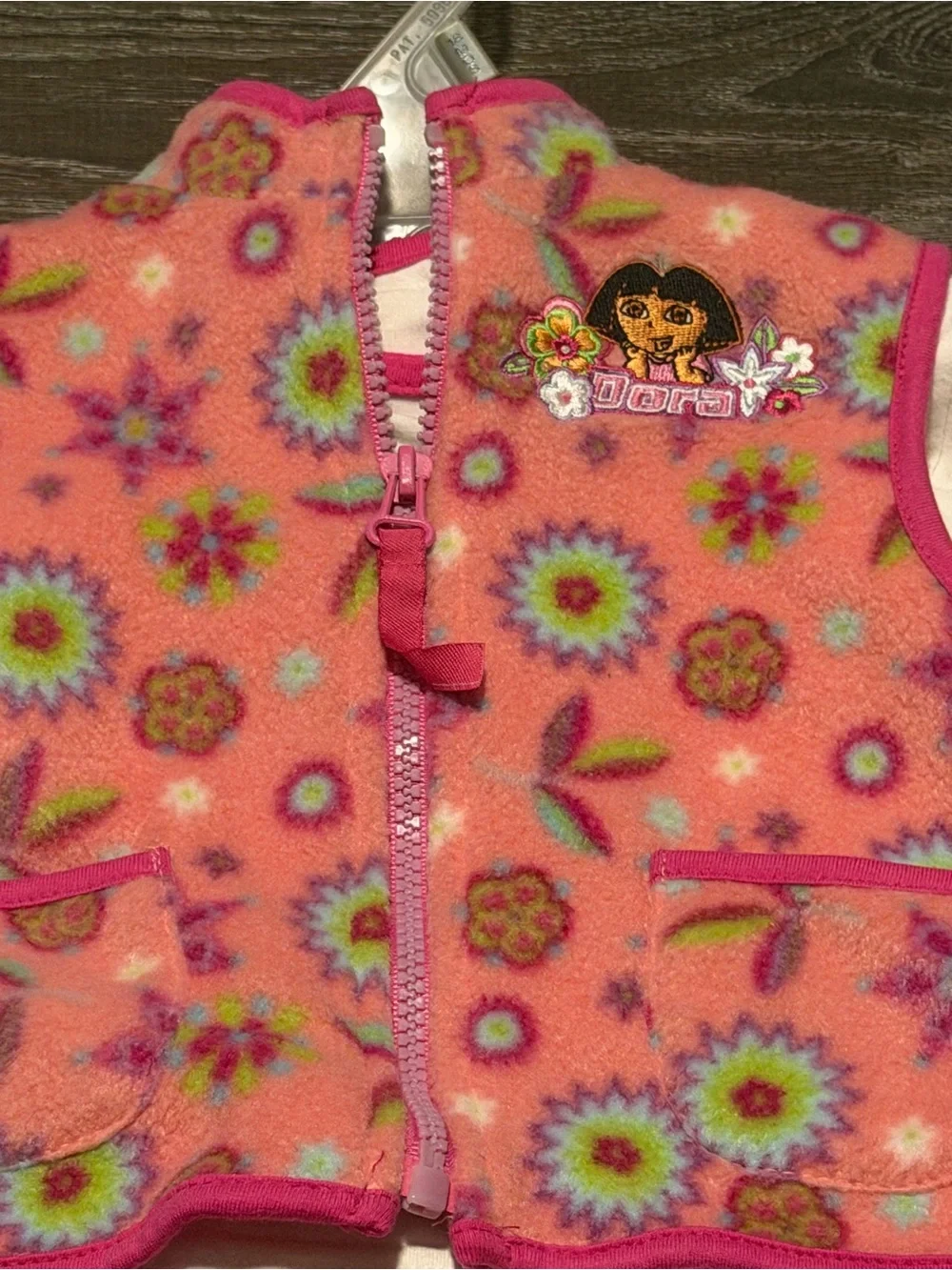 Dora the explorer Pink Floral Fleece Vest & Hot Pink Pants Kids Costume Set
